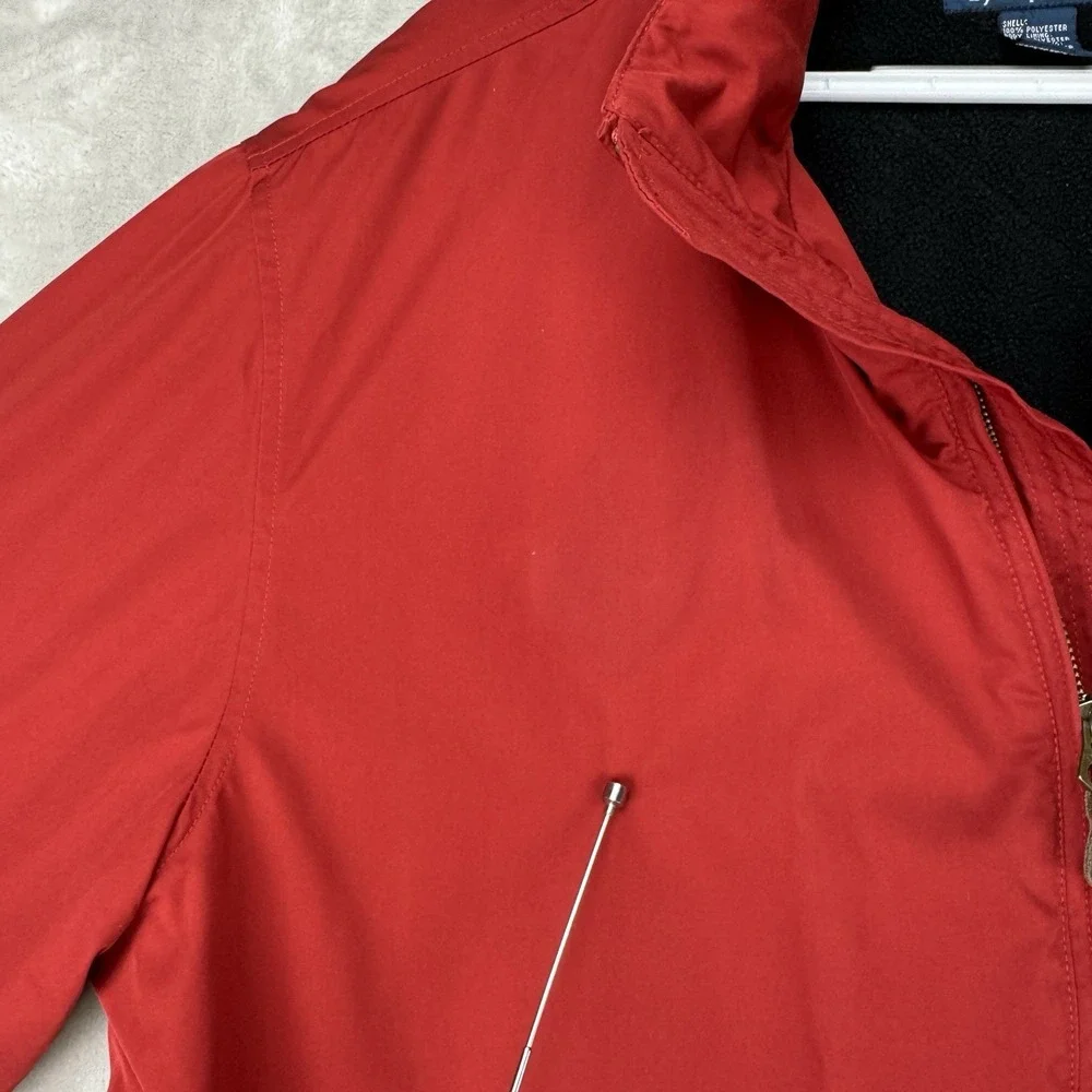 Polo Ralph Lauren Red Fleece Lined Winter Jacket XL Heavy Bomber Preppy Y2K Hood - Picture 4 of 9
